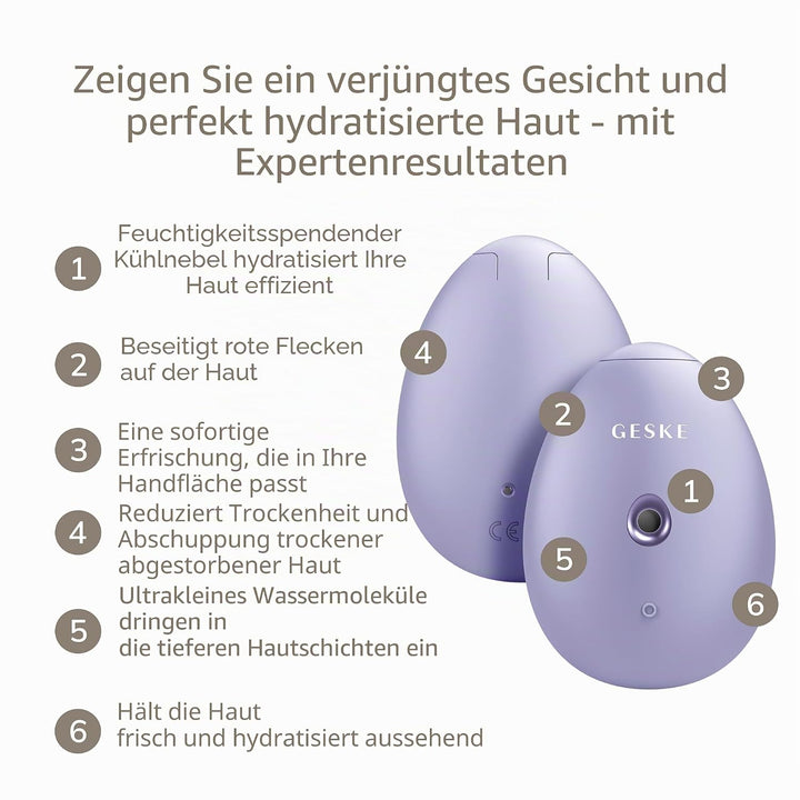 GESKE | SmartAppGuided™ Facial Hydration Refresher | 4 in 1 | Wasserzerstäuber | Gesichtsdampfer | W