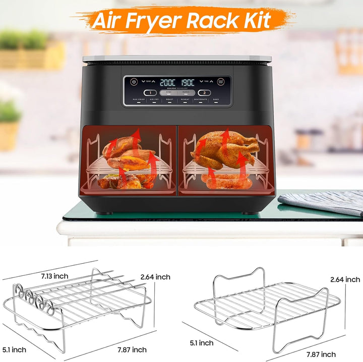 Heissluftfritteuse Zubehör | Airfryer Zubehör für Ninja Dual AF400EU & AF300EU & Tower T17088 | für