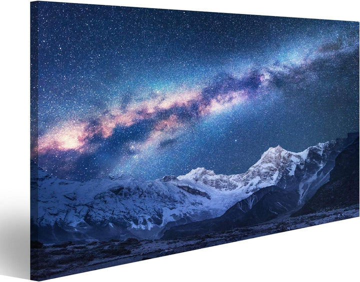 islandburner Bild Bilder auf Leinwand Raum. Milchstrasse und Berge. Fantastische Ansicht mit Bergen