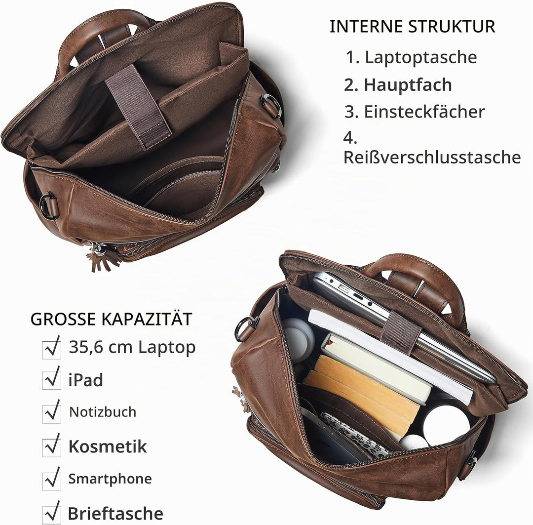 Shrrie rucksack damen elegant geeignet für 15,6Zoll-Notebooks Langlebig wasserdicht Damen aus Leder