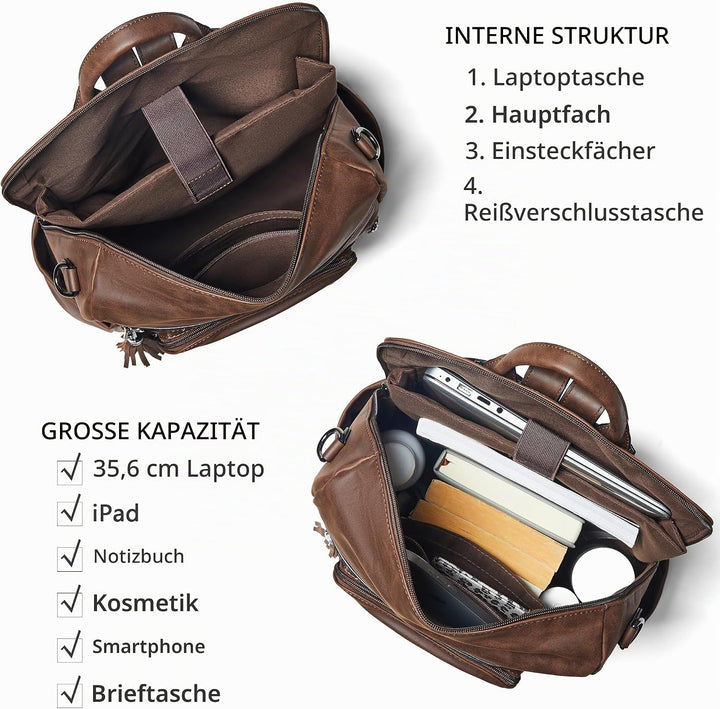 Shrrie rucksack damen elegant geeignet für 15,6Zoll-Notebooks Langlebig wasserdicht Damen aus Leder