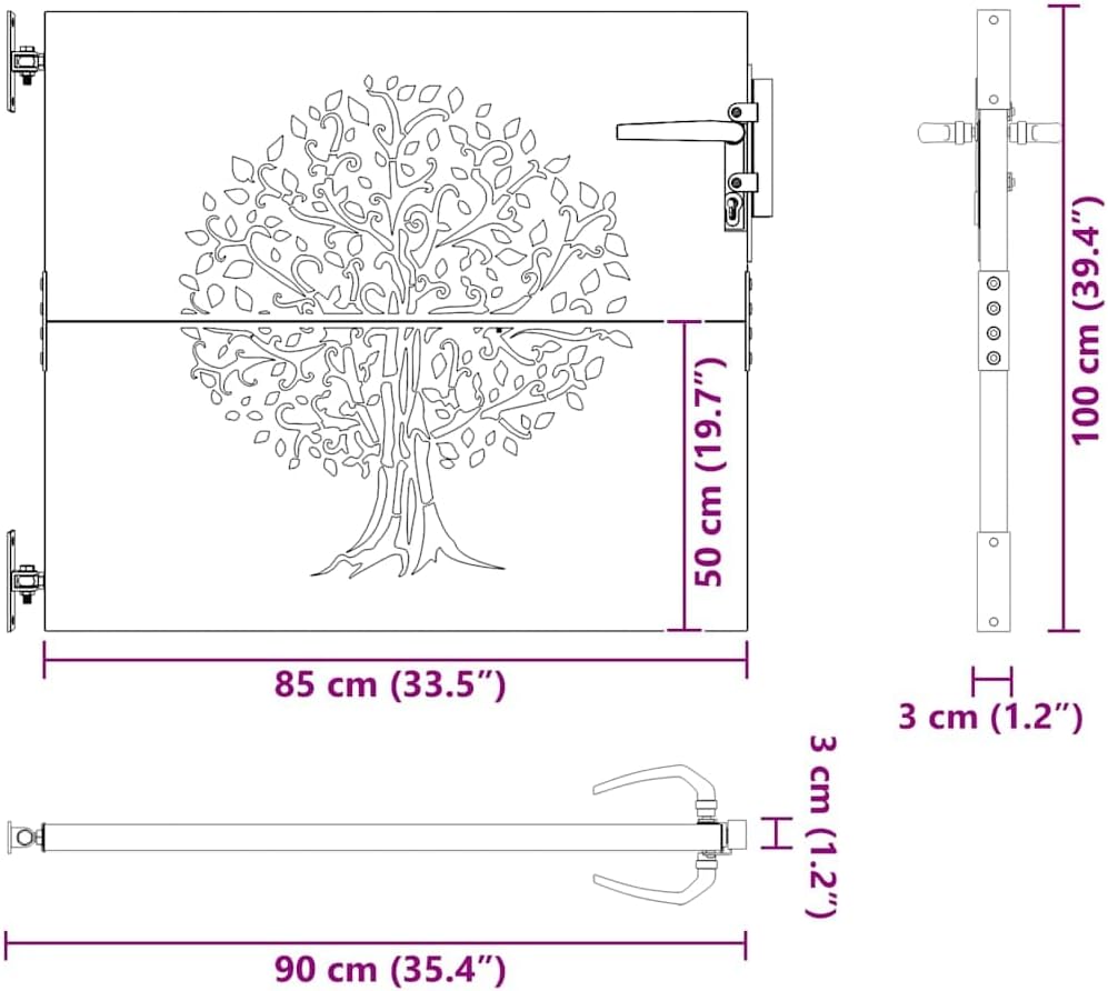 vidaXL Gartentor, Gartentür mit Bambus-Design, Abschliessbar Hoftor Eingangstor für Garten Terrasse,