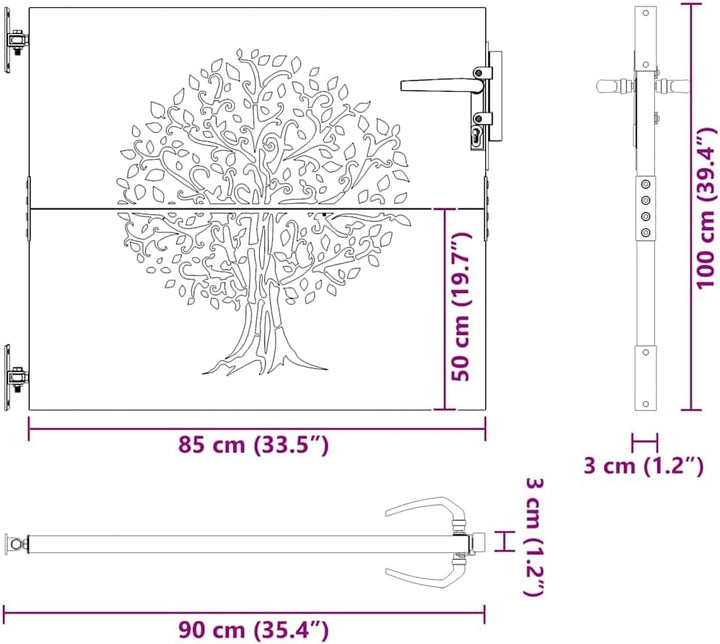 vidaXL Gartentor, Gartentür mit Bambus-Design, Abschliessbar Hoftor Eingangstor für Garten Terrasse,
