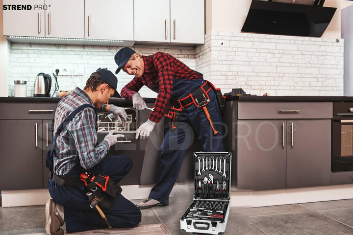 STREND PRO Werkzeugkoffer Gefüllt 117 Tlg. Werkzeugkiste - Perfektes Handwerkzeug Set für DIY- Werkz