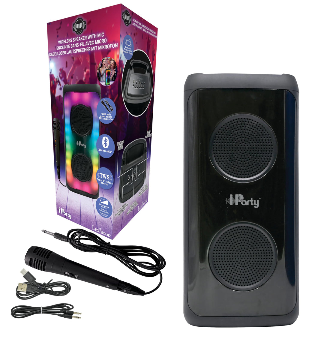Lexibook iParty®, Tragbarer Bluetooth®-Lautsprecher mit Mikrofon, Leistungsstarker Klang, Mehrfarbig