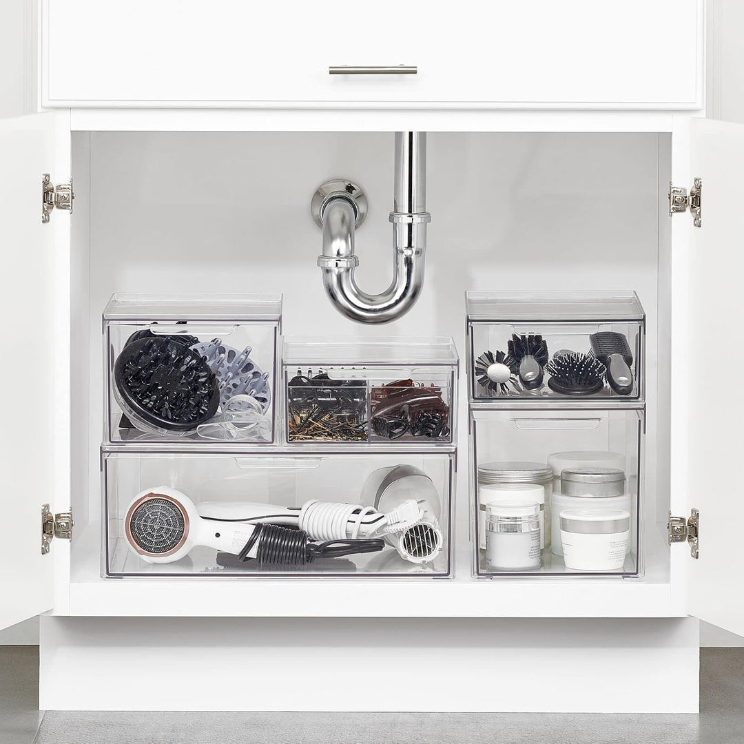 mDesign Kosmetikorganizer – stapelbare Schubladenbox aus Kunststoff – praktische Box zur Aufbewahrun