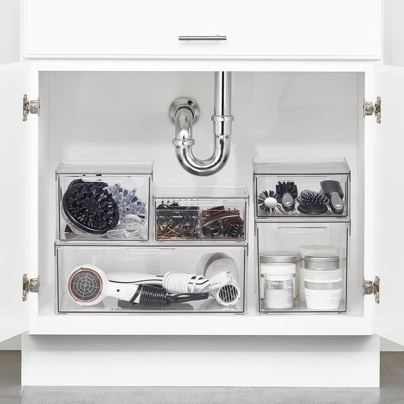 mDesign Kosmetikorganizer – stapelbare Schubladenbox aus Kunststoff – praktische Box zur Aufbewahrun