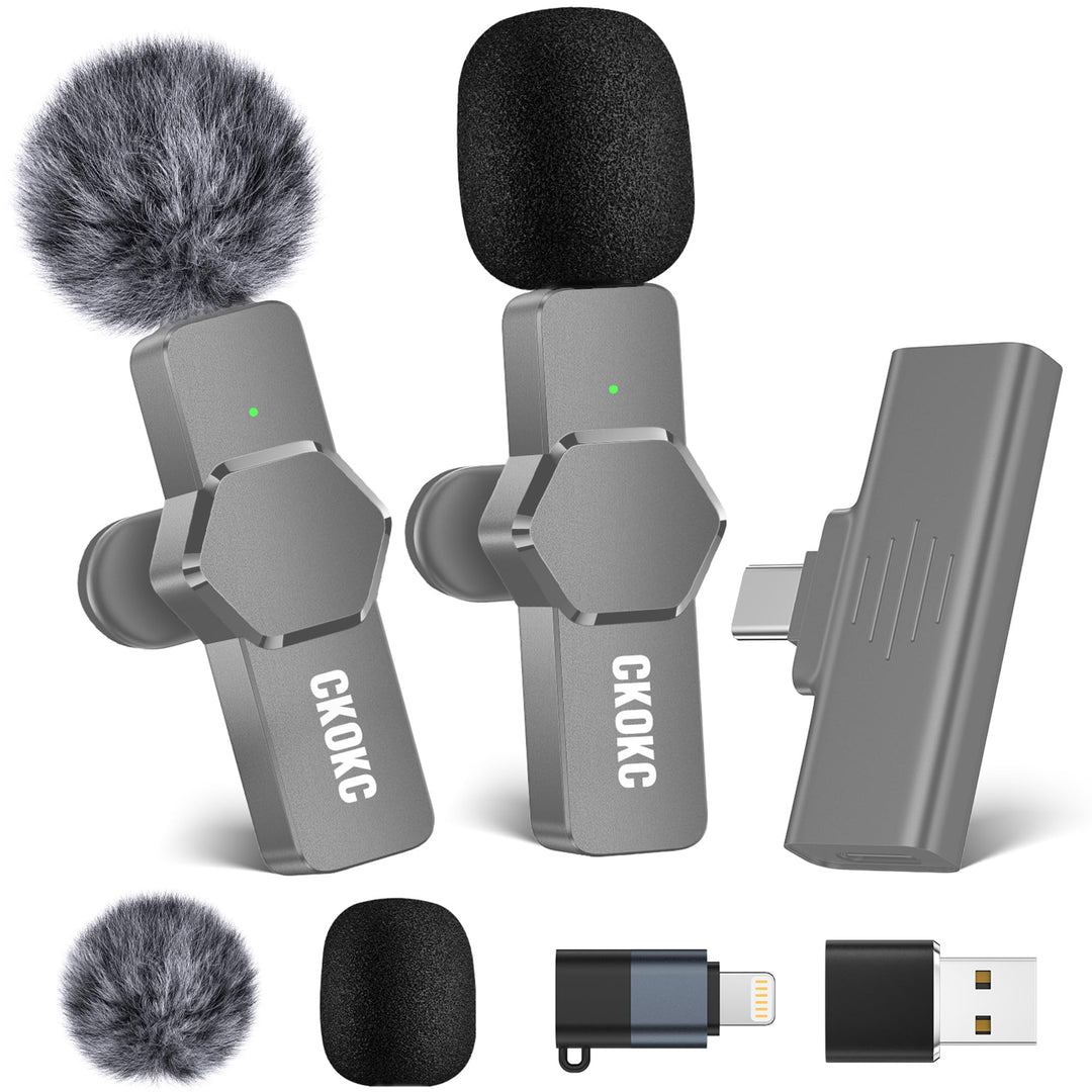 Kabelloses Lavalier Mikrofon für iPhone - Android Computer, Mini Mikrofon mit Klammern & Halterungen
