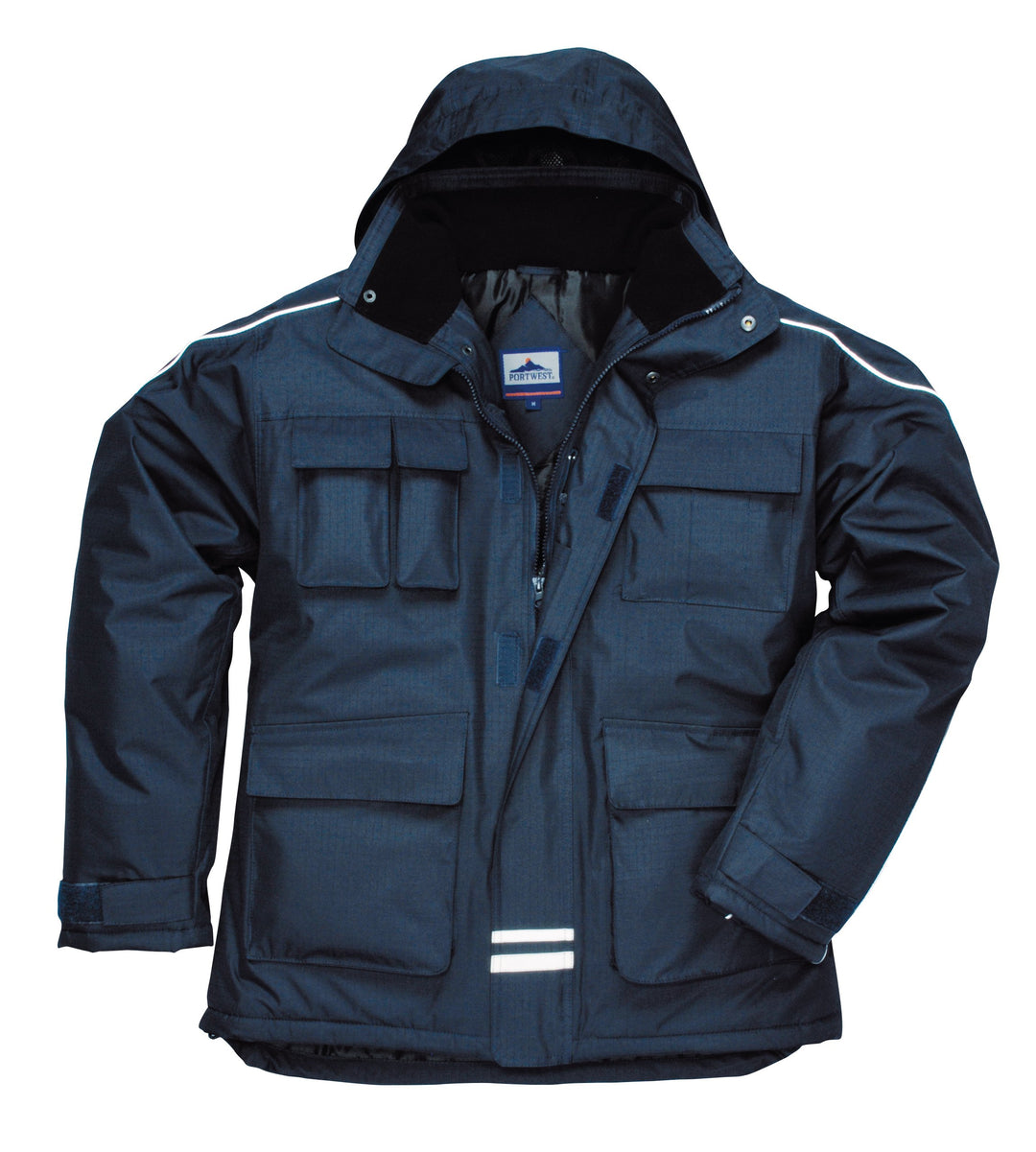 Portwest S563 RS Parka mit vielen Taschen und Fausthandschuh im Eskimo-Stil, S, marineblau S marineb