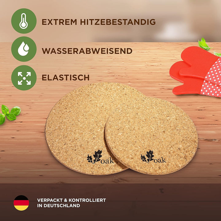 Voak® Topfuntersetzer Korkuntersetzer Set | 4 runde Kork Untersetzer | 100% Natur Kork Made in Portu