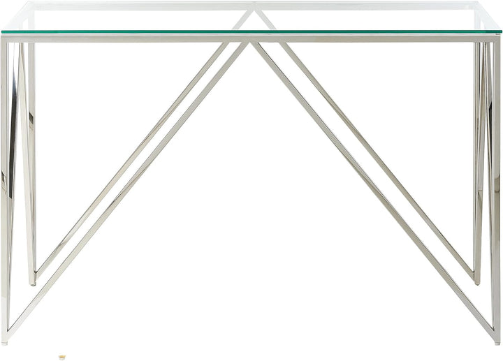 Schmaler Konsolentisch rechteckig transparent Metallgestell silber Glamour Weso