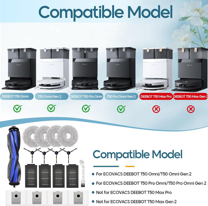 18 Stück Zubehör für ECOVACS DEEBOT T50 Omni / T50 Pro Omni / T50 Omni Gen 2 / T50 Pro Omni Gen 2,1