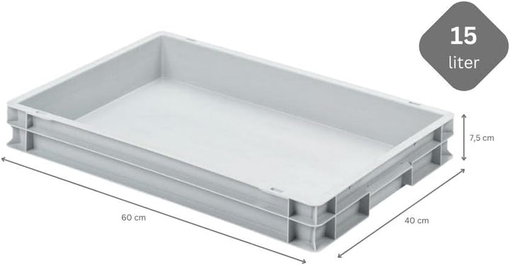 SuperSparSet 13x Eurobehälter mit geschlossenem Griff | HxBxT 7,5x40x60cm | 15 Liter | Grau | Eurobo