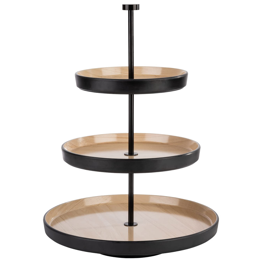 APS 85211 „Frida“ 3-stufige Etagère, 1 Gestell aus Edelstahl (schwarz), 3 Schalen aus nahezu unzerbr