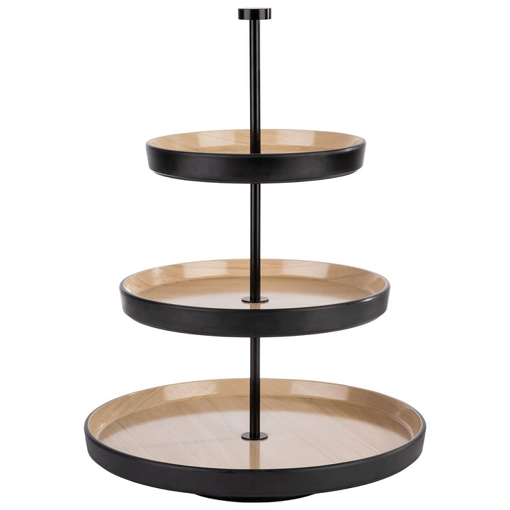 APS 85211 „Frida“ 3-stufige Etagère, 1 Gestell aus Edelstahl (schwarz), 3 Schalen aus nahezu unzerbr