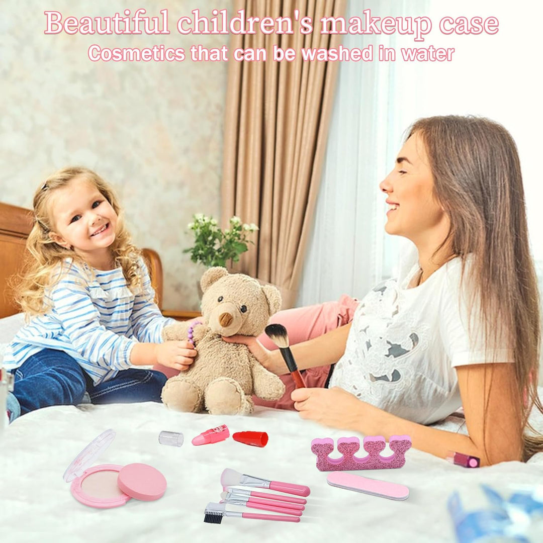 Kinderschminke Set Mädchen Schminkkoffer - 57 PCS Waschbar Kinder Make Up Set Schminkset Spielzeug,R