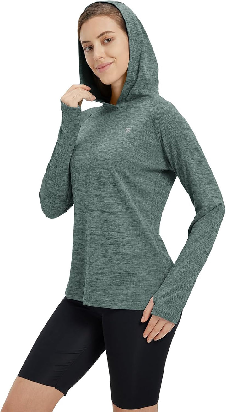 Damen Sport Shirt Langarm Laufshirt UPF 50+ UV Schutz Schnelltrocknend Pullover Sweatshirts Fitness