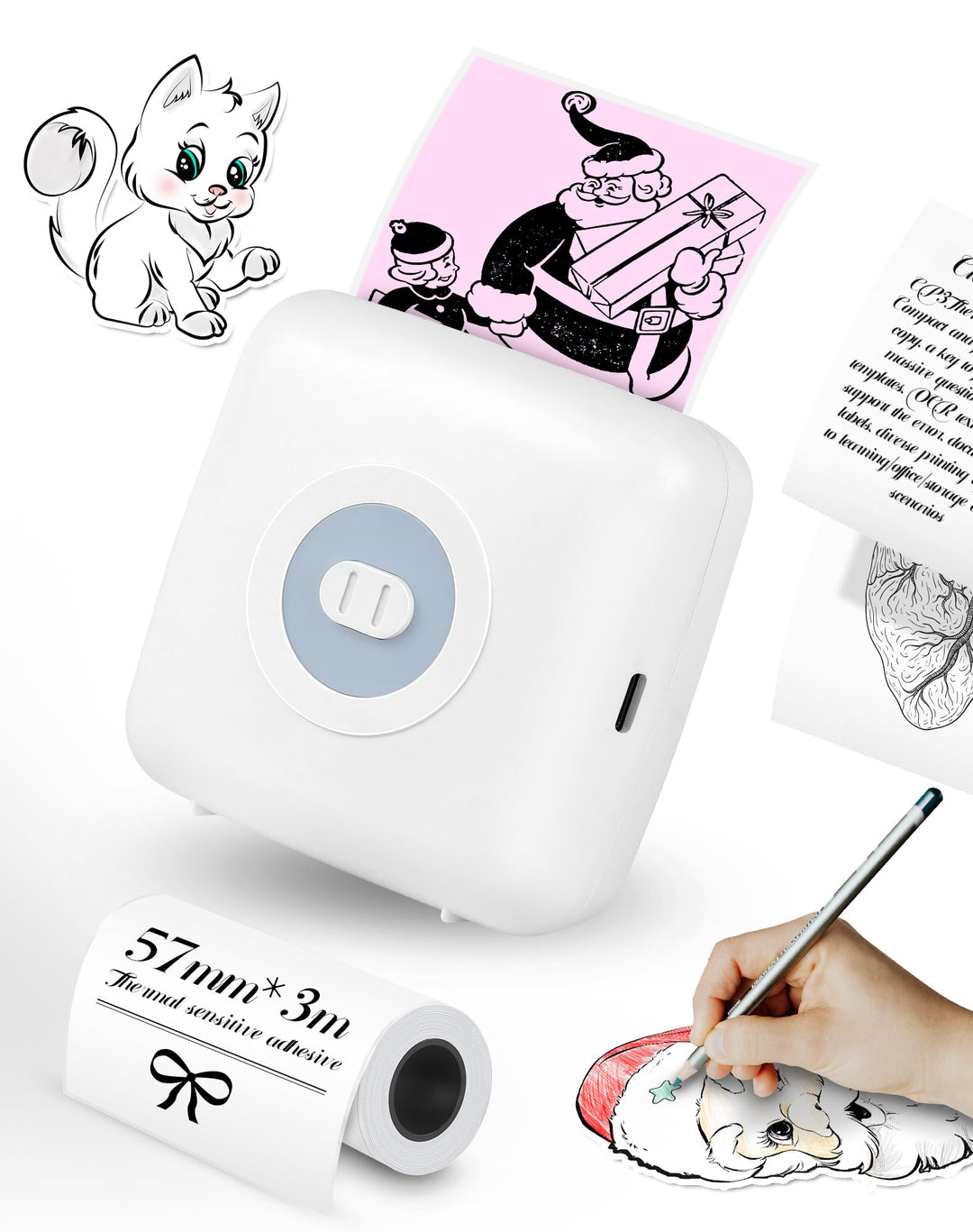 CP3 Mini Printer, Thermal Sticker Maker, Pocket Bluetooth Label Maker, Mini Thermal Label Printer fo