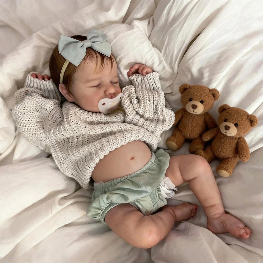 Zero pam Silikon Reborn Baby Mädchen, 50CM Reborn Baby Vollsilikon Lebensecht Mädchen Puppe Mit Haar