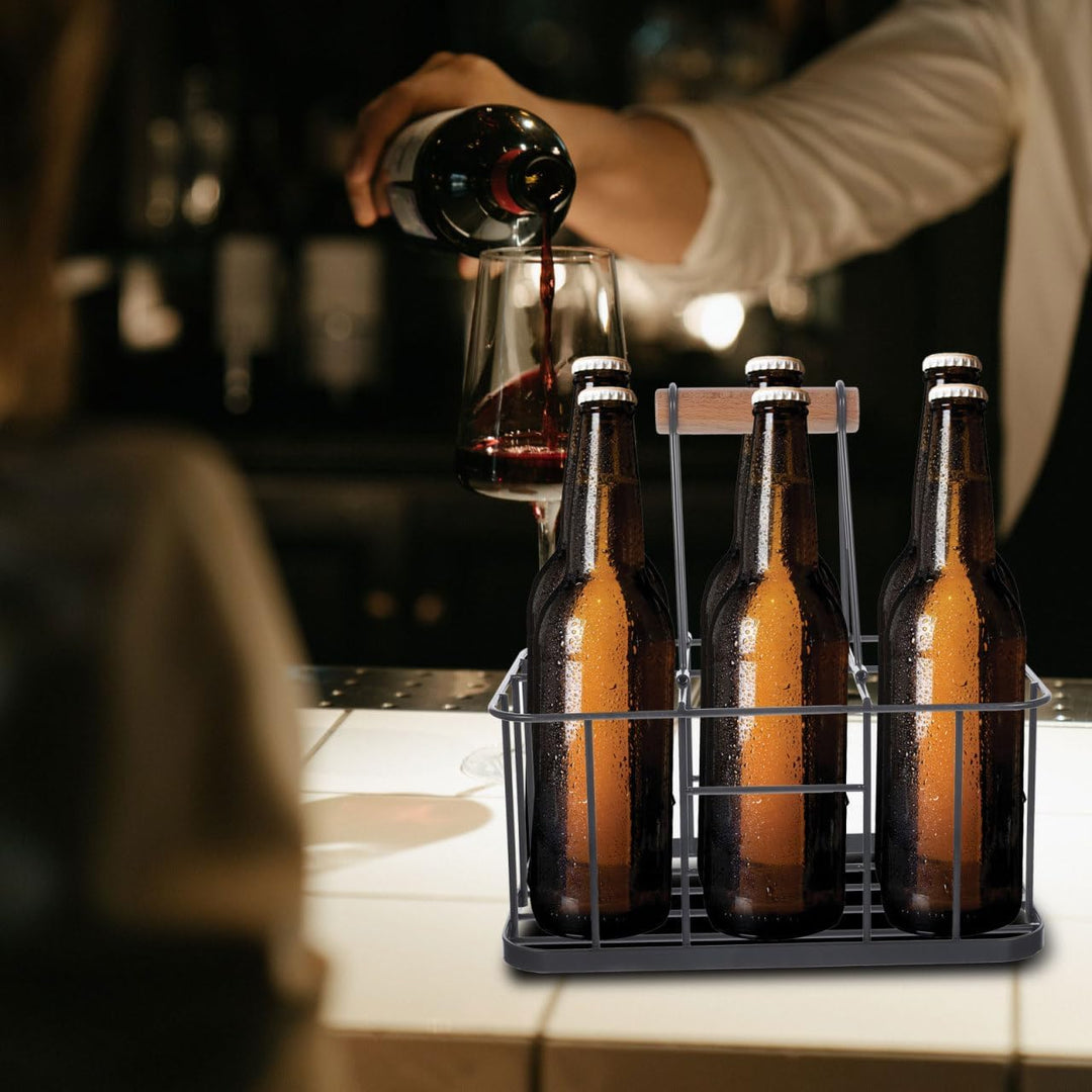 BESTonZON Metall Bierflaschenhalter Mit Griff Tragbarer Flaschenträger Für Zuhause Bar Restaurant Ro