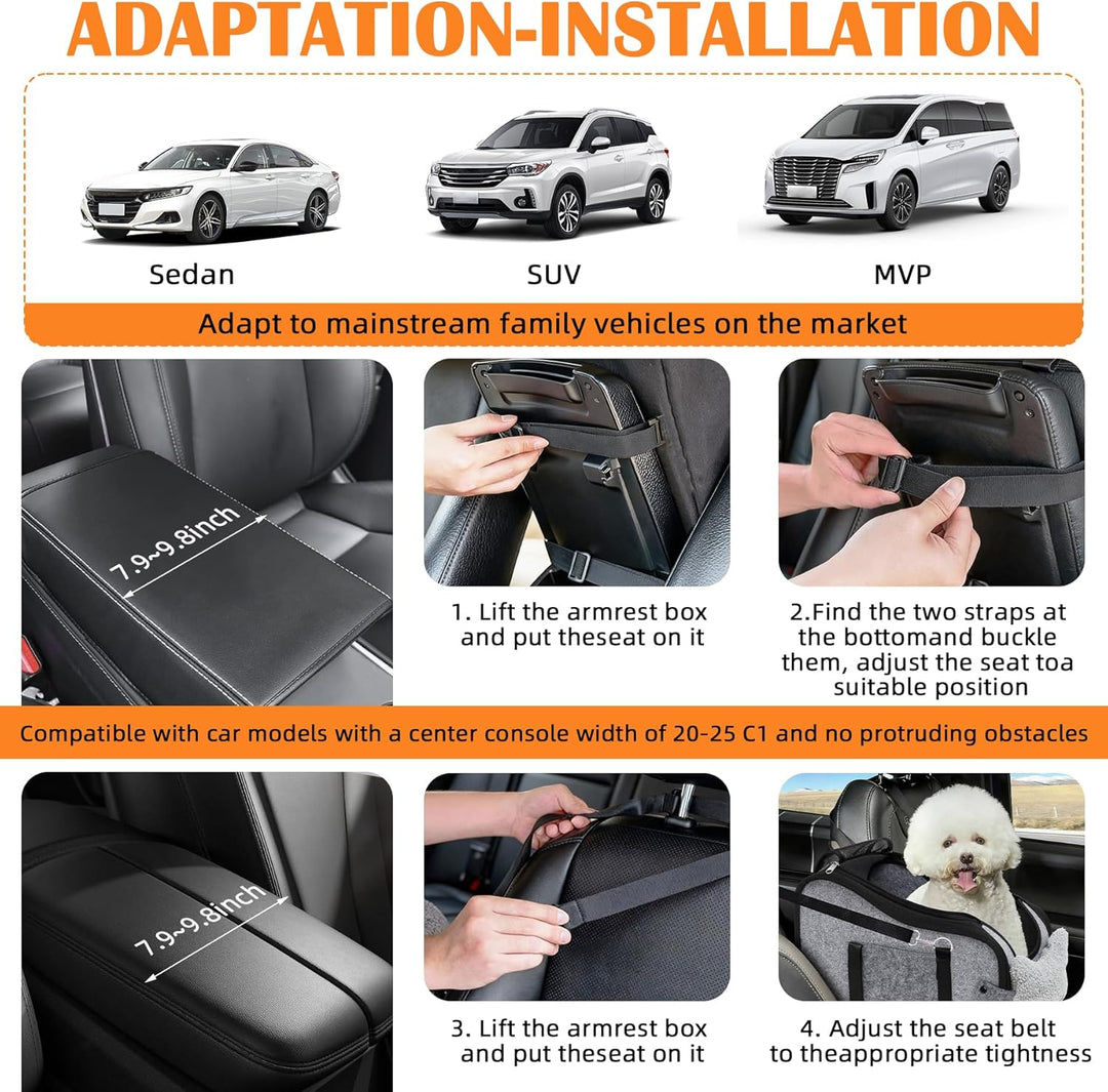 Hunde Autositz für kleine Hunde, Hundeautositz Auto mit Aufbewahrungstaschen, Hundeautositz Hundesit