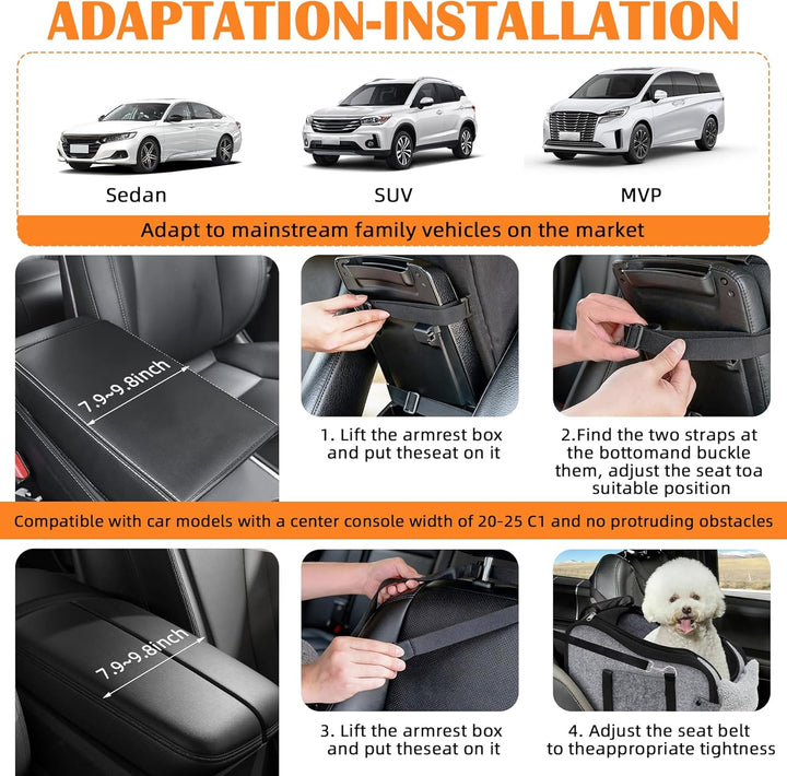 Hunde Autositz für kleine Hunde, Hundeautositz Auto mit Aufbewahrungstaschen, Hundeautositz Hundesit