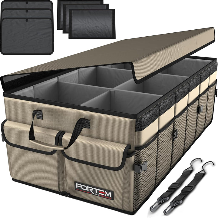 FORTEM Kofferraum Organizer, Kofferraumtasche, Zusammenklappbarer Auto Organizer Kofferraum mit Fäch