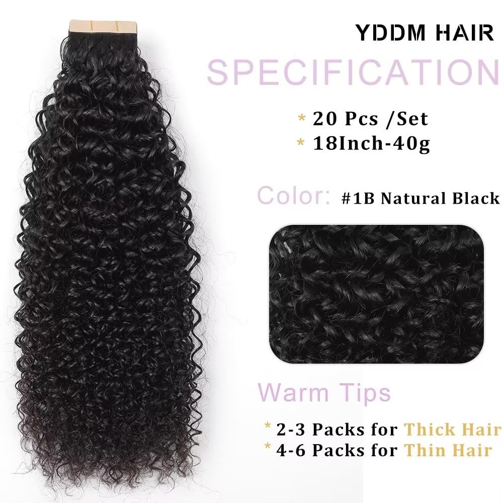 YDDM Schwarze Frauen tape extensions echthaar schwarz Kinky Curly Tape in haarverlängerung echthaar