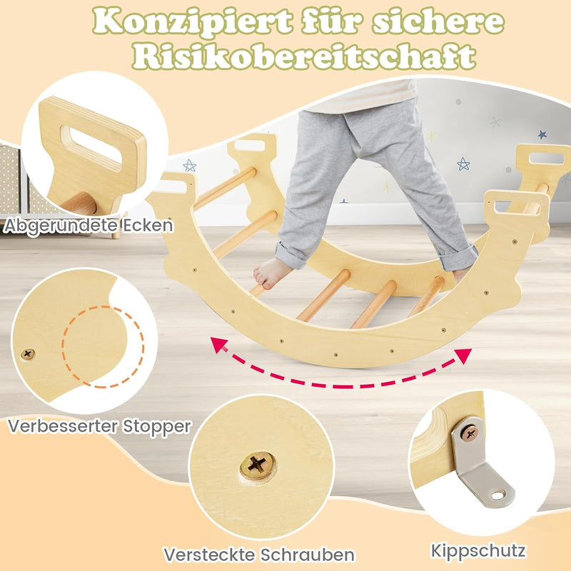 COSTWAY Kletterbogen mit weichem Kissen, Kletterdreieck zum Wippen, Klettern und Krabbeln, Indoor Kl