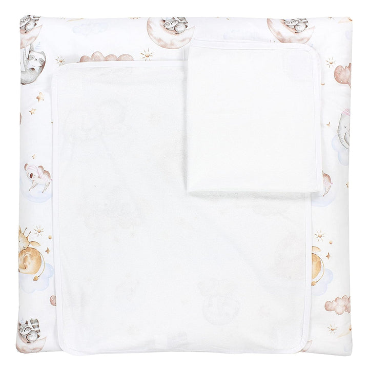 TupTam Baby Wickelauflage inkl. 2 Frotteebezüge ANK019, Farbe: Tiere auf Wolken, Grösse: 76 x 76 cm