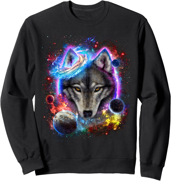 Grauer Wolf im Weltraum wirbeln in der Galaxie Sweatshirt