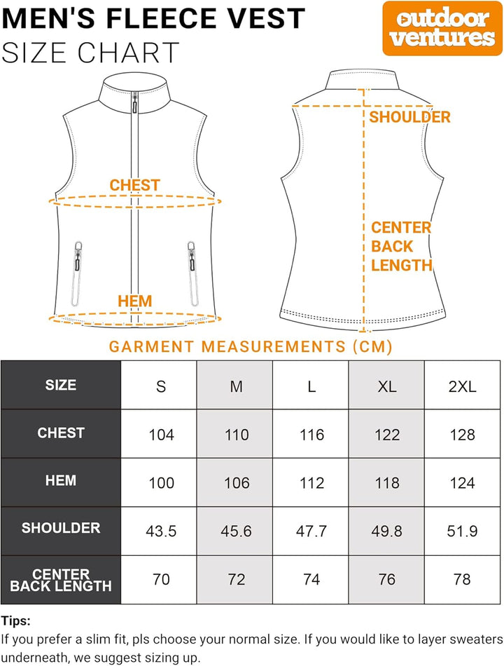 Outdoor Ventures Fleece Weste Herren Leicht Ärmellose Fleeceweste Jacke Winddicht Warm Gefütterte Wi