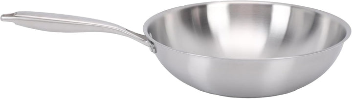 SIXRUN Edelstahl-Wok-Pfanne mit Antihaftbeschichtung und Griff, Induktions-Wok in Lebensmittelqualit