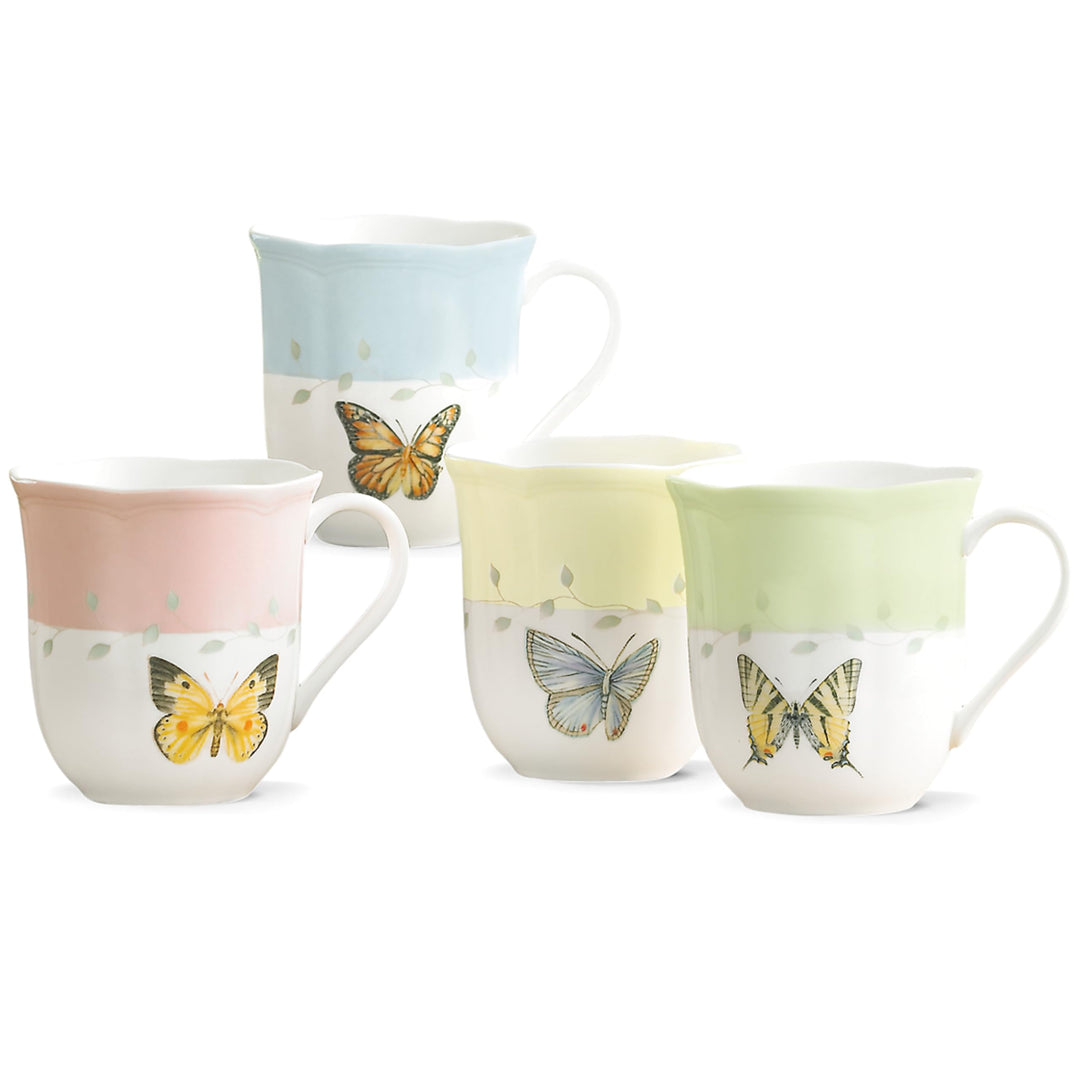 Lenox Tassen-Set mit Schmetterlingswiese, Weiss, 4 Stück, Tasse