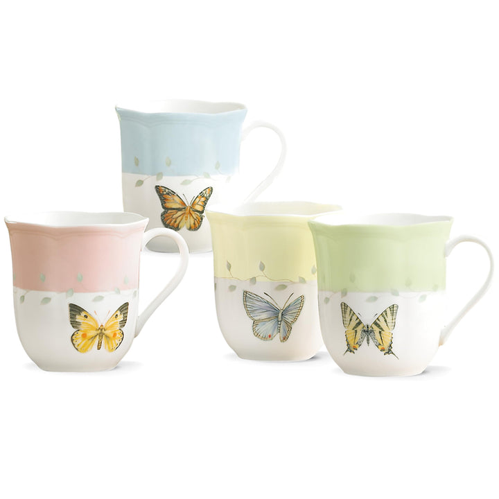Lenox Tassen-Set mit Schmetterlingswiese, Weiss, 4 Stück, Tasse