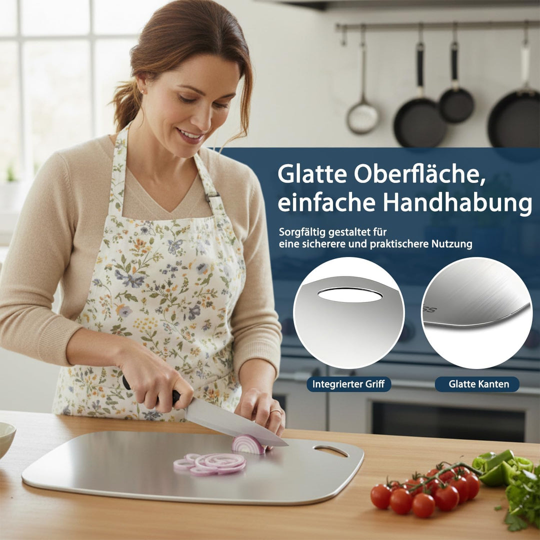 99,85% Reintitan Schneidebrett 29,2×20,3 cm, BPA-frei | Doppelseitig verwendbar, Spülmaschinenfest,