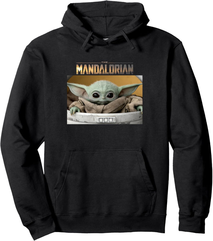 Star Wars The Mandalorian The Child Big Eyes Portrait Logo Pullover Hoodie