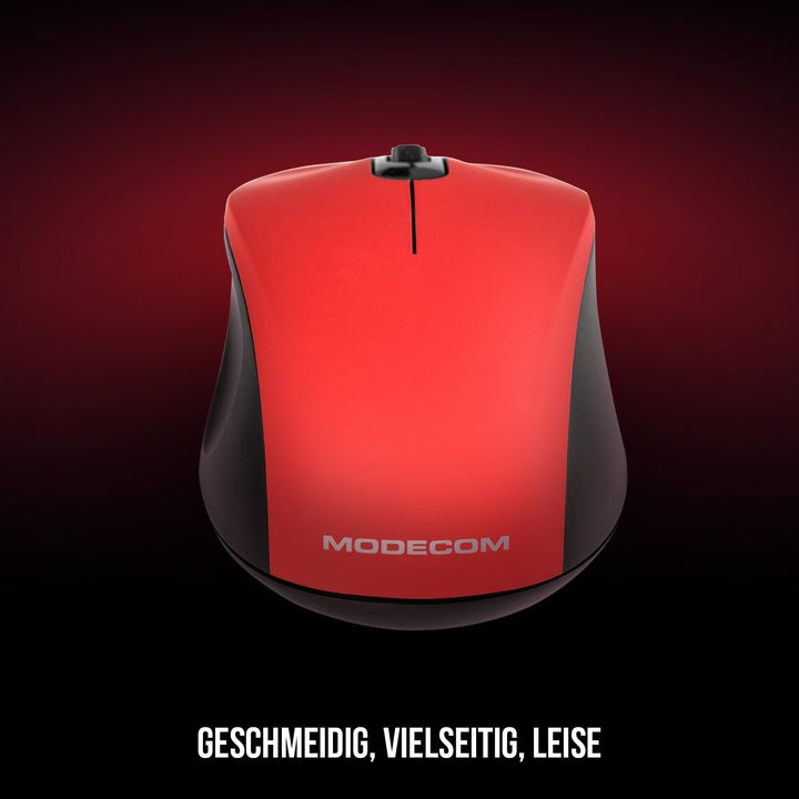 Modecom MC-M10S Rot USB Kabelgebundene Maus | Leise Silent Computermaus für Laptop & PC | Ergonomisc