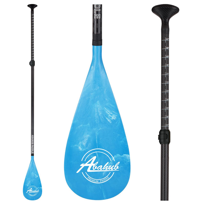 Abahub 3teilig Carbon SUP Paddel mit Paddeltasche Stand Up Teleskoppaddel 170-218cm Karbonschaft+Kun