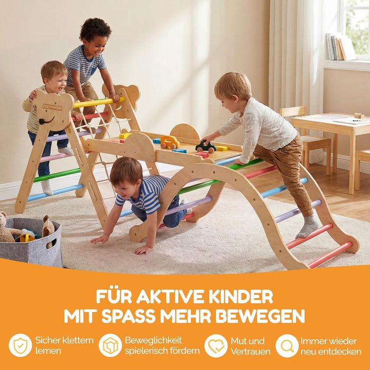 Bonnlo 9-in-1 Montessori Klettergerüst Indoor ab 1 Jahr, Kletterdreieck mit Rutsche, Kinderkletterge