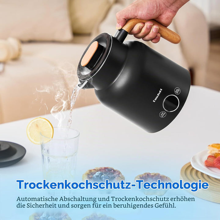 DmofwHi Edelstahl Wasserkocher mit Temperatureinstellung | 1.0L, 1000W | Teekocher mit Temperaturanz