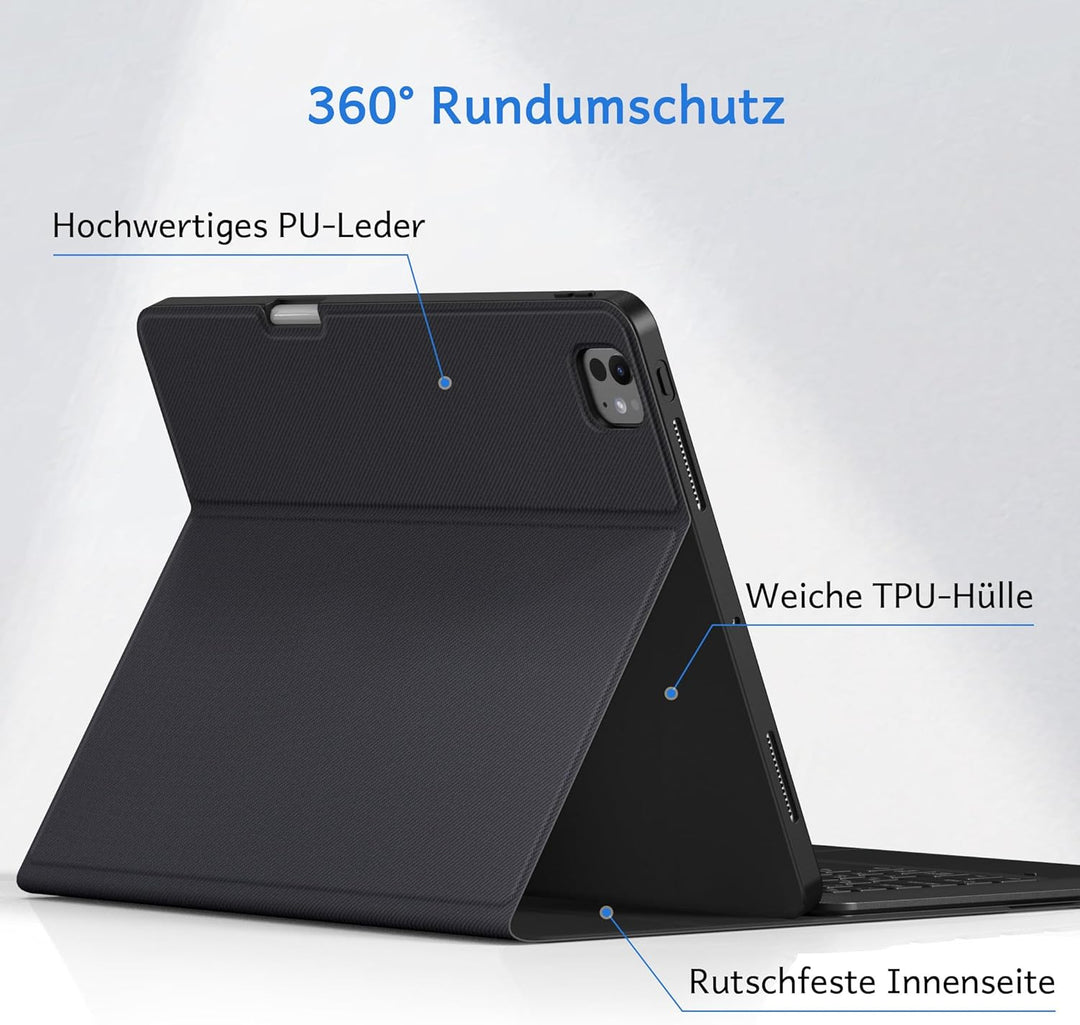CACOE Hülle Tastatur Kompatibel mit iPad Pro 13 M5/M4 2025/2024 Hülle mit Touchpad, 7-Farbige Beleuc