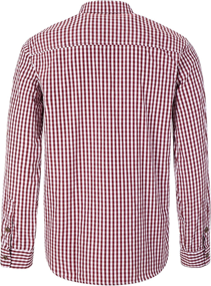 Dirndlparty Trachtenhemd Herren, 100% Baumwolle Oktoberfest Hemd Herren Langarm Freizeithemd für Män
