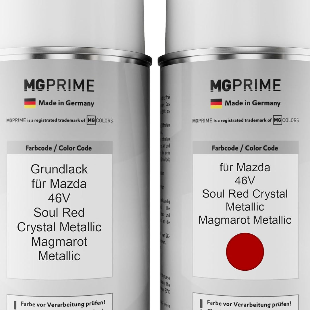 MG PRIME Autolack 2K Spraydosen Set für Mazda 46V Soul Red Crystal Metallic/Magmarot Metallic Grundl