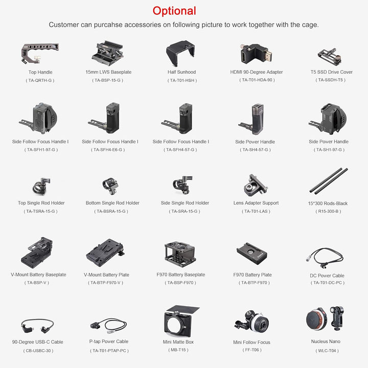 (Tilta Gray) TILTA TA-T01-FCC Full Cage BMPCC 4K / 6K Käfig Kompatibel mit Blackmagic Pocket Cinema