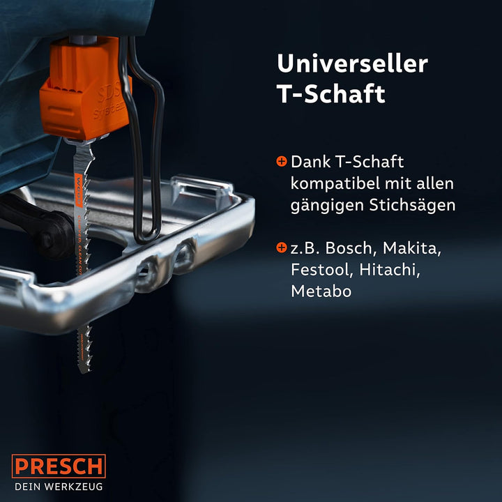 Presch Stichsägeblätter Holz 10 Stk. (Kurve) - Sehr sauberer Kurvenschnitt (4-30mm) - Stichsägeblatt