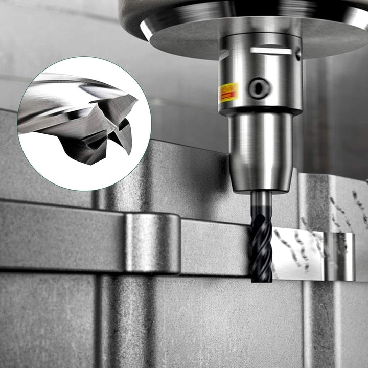 Linkstyle 10 Stück HSS Schaftfräser, 4 Flöte Hartmetall CNC Nutenfräser Metall Fräser Bohrer Set, 1.