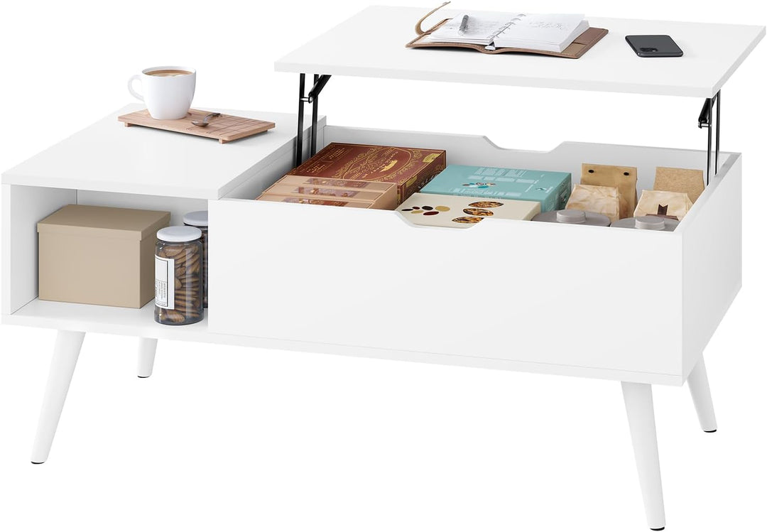 WOLTU Couchtisch höhenverstellbar, Wohnzimmertisch mit Stauraum, Kaffeetisch Beistelltisch Sofatisch