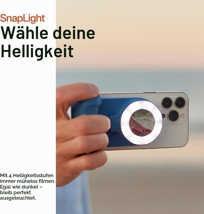 ShiftCam SnapPocket Light - LED-Selfie-Ringlicht mit Vier Helligkeitsstufen und integriertem Akku -