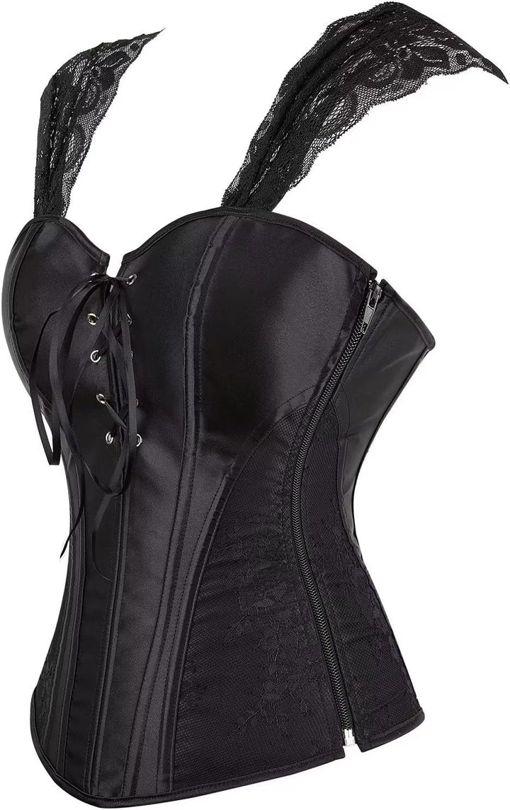 Jutrisujo Korsett Damen Kleid Corsage Gothic Korsagen Corset Reissverschluss Schnüren Reizwäsche Kos